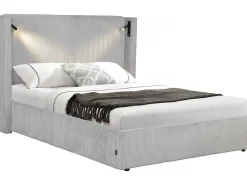 Palozi Home Lit double en velours côtelé avec coffre et lampe intégré