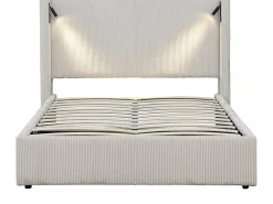 Palozi Home Lit double en velours côtelé avec coffre et lampe intégré