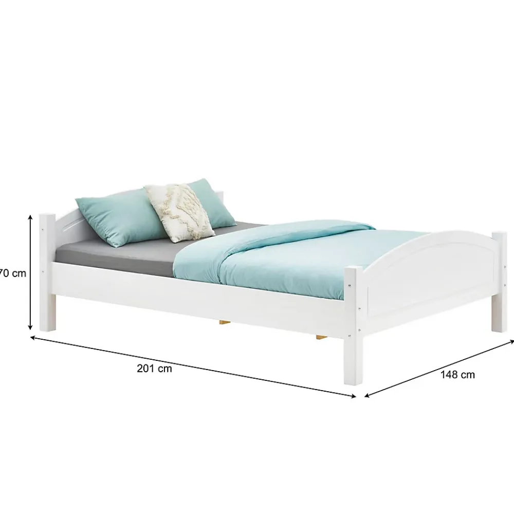Idimex Lit double FLIMS, 140 x 190 cm en pin massif lasuré blanc* Lit Double