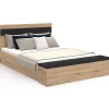 IDMarket Lit double GAELLE tête de lit + banc coffre et sommier 140 x 190 cm bois et noir* Lit Avec Rangement