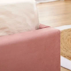 Idimex Lit double GLAMOUR, 140x190 cm, capitonné avec sommier, revêtement en velours rose* Lit Double