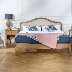 Lit double HENRY Style romantique en chêne et lin premium 140 x 190>Robin des bois Best