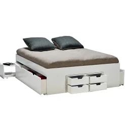 Lit double JAZZ 160x200 7 tiroirs + 2 chevets / Blanc>Weber Industries Outlet