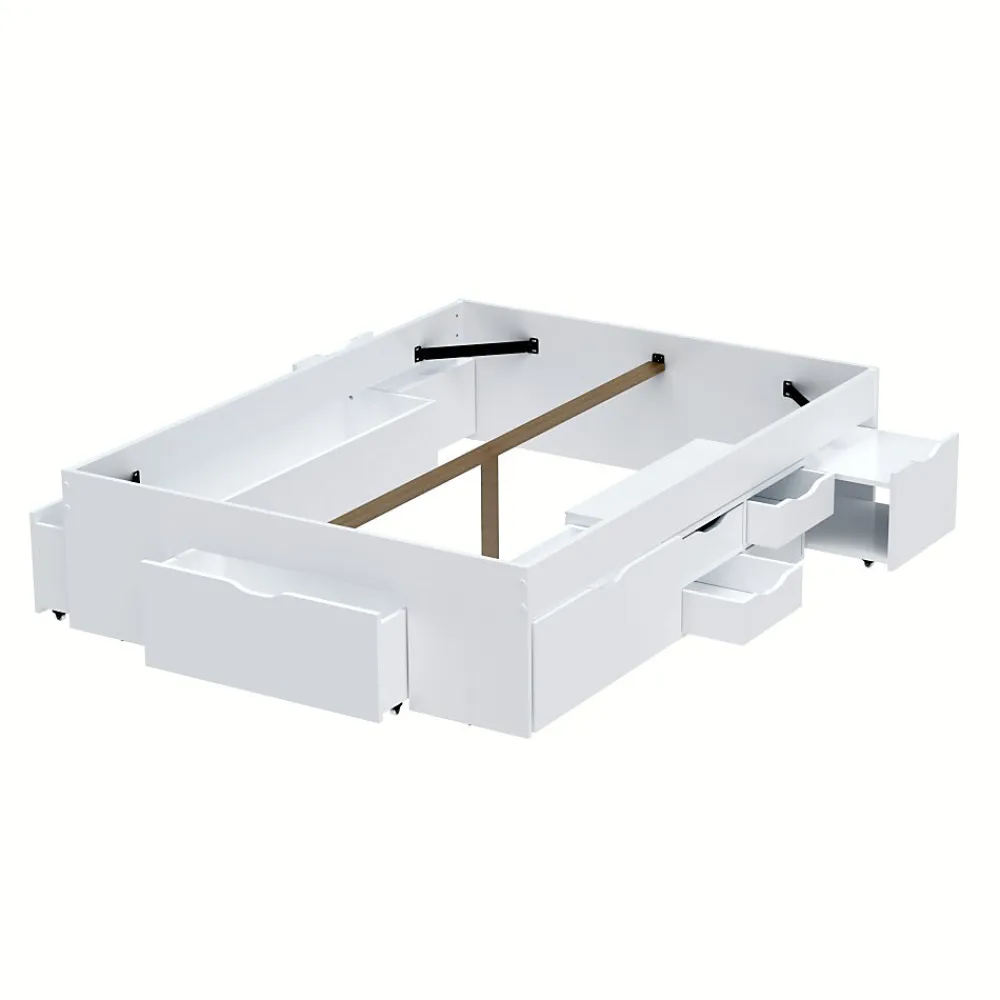 Lit double JAZZ 160x200 7 tiroirs + 2 chevets / Blanc>Weber Industries Outlet