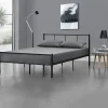 Lit double Laos Métal avec Sommier à Lattes 140 x 200 cm Noir en.casa>[En.Casa] Hot
