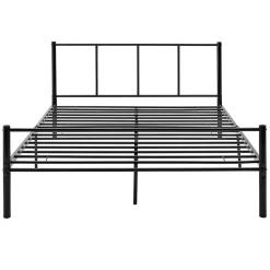 Lit double Laos Métal avec Sommier à Lattes 140 x 200 cm Noir en.casa><noscript><img width=