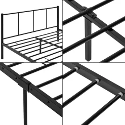 Lit double Laos Métal avec Sommier à Lattes 140 x 200 cm Noir en.casa><noscript><img width=