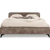 Idimex Lit double LEVERDA 140 x 190 cm, revêtement en tissu - Brun* Lit Double