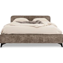 Idimex Lit double LEVERDA 140 x 190 cm, revêtement en tissu - Brun* Lit Double