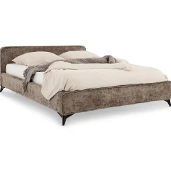 Idimex Lit double LEVERDA 140 x 190 cm, revêtement en tissu - Brun* Lit Double