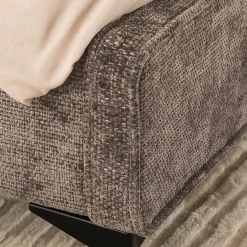Idimex Lit double LEVERDA 140 x 190 cm, revêtement en tissu - Brun* Lit Double