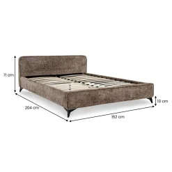 Idimex Lit double LEVERDA 140 x 190 cm, revêtement en tissu - Brun* Lit Double