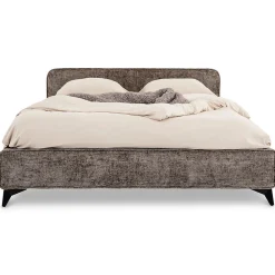 Lit double LEVERDA 140 x 190 cm, revêtement en tissu - Gris>Idimex Discount