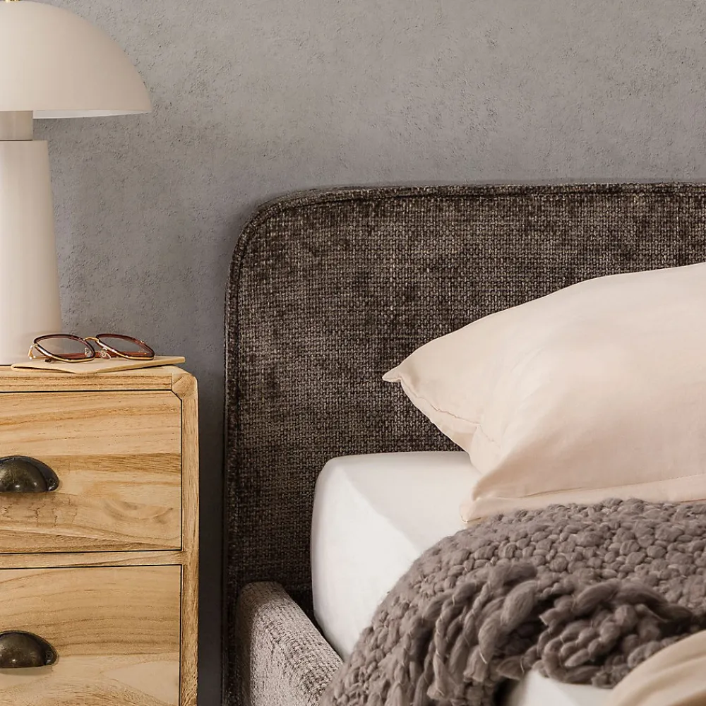 Lit double LEVERDA 140 x 190 cm, revêtement en tissu - Gris>Idimex Discount