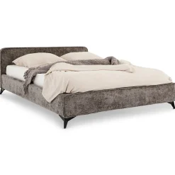 Lit double LEVERDA 140 x 190 cm, revêtement en tissu - Gris><noscript><img width=