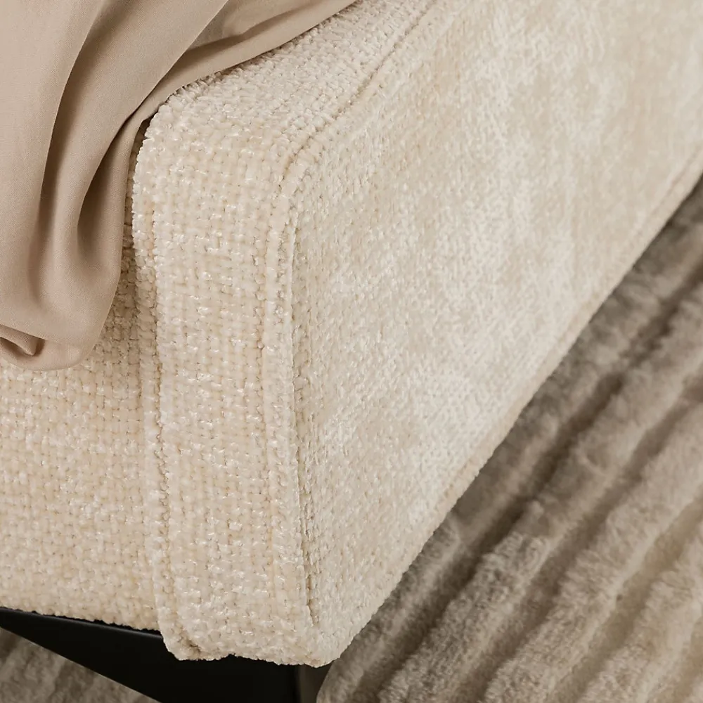 Lit double LEVERDA 140 x 190 cm, revêtement en tissu - Blanc>Idimex