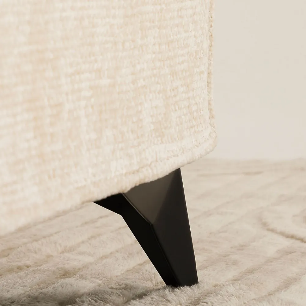 Lit double LEVERDA 140 x 190 cm, revêtement en tissu - Blanc>Idimex