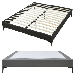 [En.Casa] Lit double Lilla 160 x 200 cm gris foncé en.casa* Lit Double