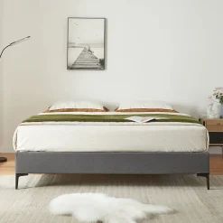 [En.Casa] Lit double Lilla 180 x 200 cm gris foncé en.casa* Lit Double