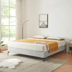 Lit double Lilla 160 x 200 cm gris clair en.casa>[En.Casa] Outlet