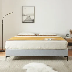 Lit double Lilla 160 x 200 cm gris clair en.casa>[En.Casa] Outlet