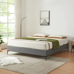 [En.Casa] Lit double Lilla 140 x 200 cm gris foncé en.casa* Lit Double