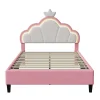 Simple Life Lit double Lit adulte 140 x 200 cm avec bande lumineuse LED, en cuir PU, rose* Lit Coffre