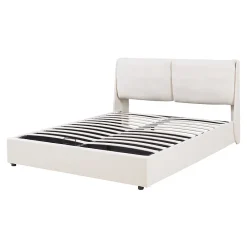 [En.Casa] Lit double Lunner 140 x 200 cm beige en.casa* Lit Coffre