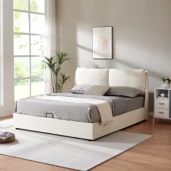 [En.Casa] Lit double Lunner 140 x 200 cm beige en.casa* Lit Coffre