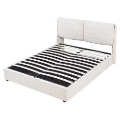 [En.Casa] Lit double Lunner 140 x 200 cm beige en.casa* Lit Coffre