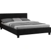 Lit double MATHIEU, 140 x 190 cm, capitonné avec sommier, revêtement en tissu noir>Idimex Sale