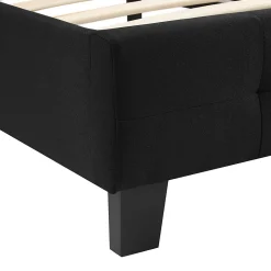 Lit double MATHIEU, 140 x 190 cm, capitonné avec sommier, revêtement en tissu noir><noscript><img width=