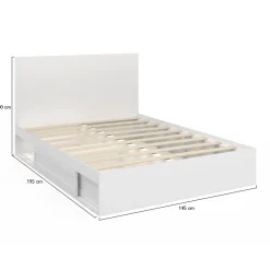 IDMarket Lit double MELSA avec rangements tête de lit et sommier 140 x 190 cm blanc* Lit Avec Rangement