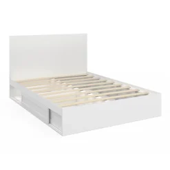 IDMarket Lit double MELSA avec rangements tête de lit et sommier 140 x 190 cm blanc* Lit Avec Rangement