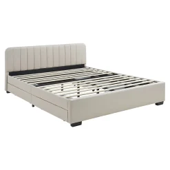 Lit double Nofrenna 140 x 200 cm beige en.casa>[En.Casa] Sale