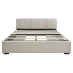 Lit double Nofrenna 140 x 200 cm beige en.casa><noscript><img width=