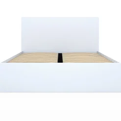 Lit double OMAHA 4 tiroirs sur roulettes avec tête de lit et sommier 140 x 190 cm blanc><noscript><img width=