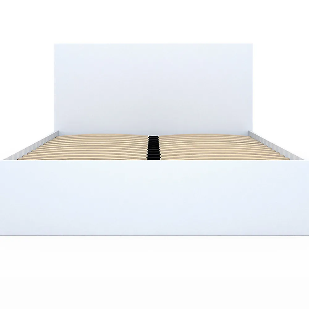 Lit double OMAHA 4 tiroirs sur roulettes avec tête de lit et sommier 140 x 190 cm blanc>IDMarket Outlet