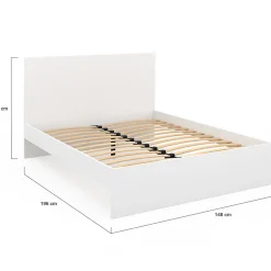 IDMarket Lit double OMAHA avec tête de lit et sommier 140 x 190 cm blanc* Lit Avec Rangement