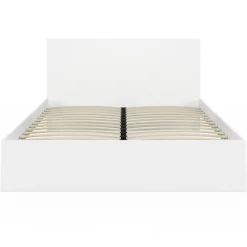 IDMarket Lit double OMAHA avec tête de lit et sommier 160 x 200 cm blanc* Lit Avec Rangement
