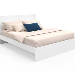 IDMarket Lit double OMAHA avec tête de lit et sommier 160 x 200 cm blanc* Lit Avec Rangement
