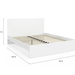 IDMarket Lit double OMAHA avec tête de lit et sommier 160 x 200 cm blanc* Lit Avec Rangement