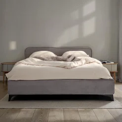 Lit double RAVELLO 140 x 190 cm, revêtement en tissu - Gris>Idimex Sale