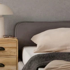 Lit double RAVELLO 140 x 190 cm, revêtement en tissu - Gris><noscript><img width=