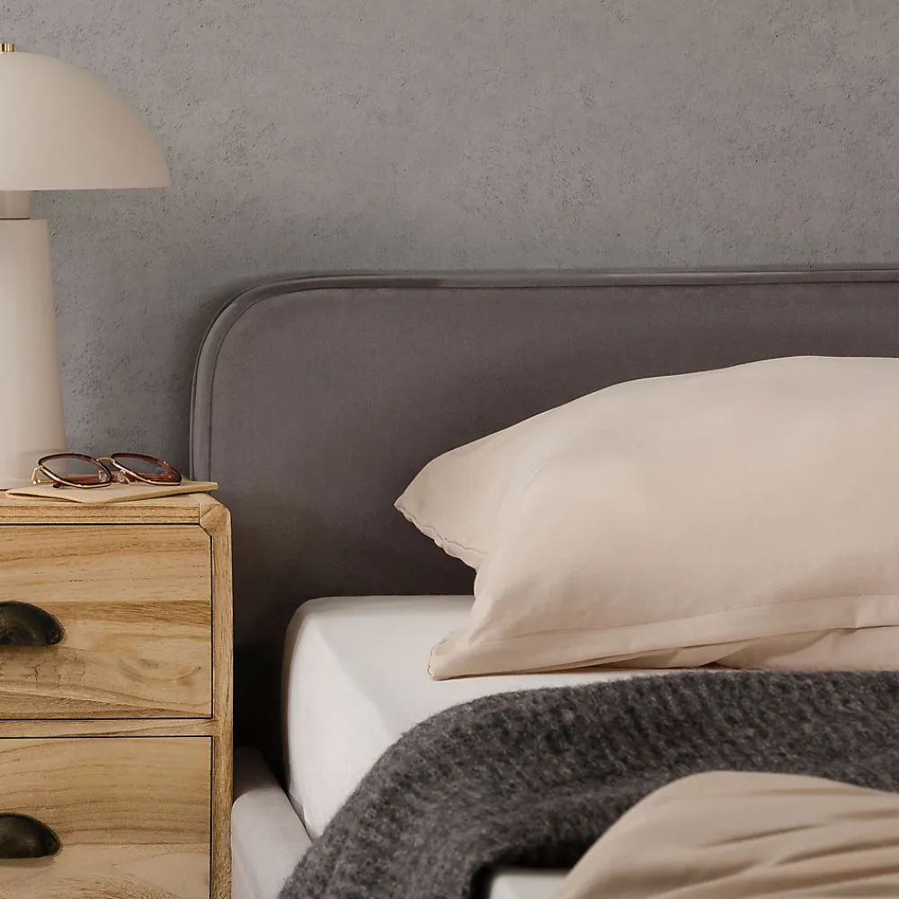 Lit double RAVELLO 140 x 190 cm, revêtement en tissu - Gris>Idimex Sale