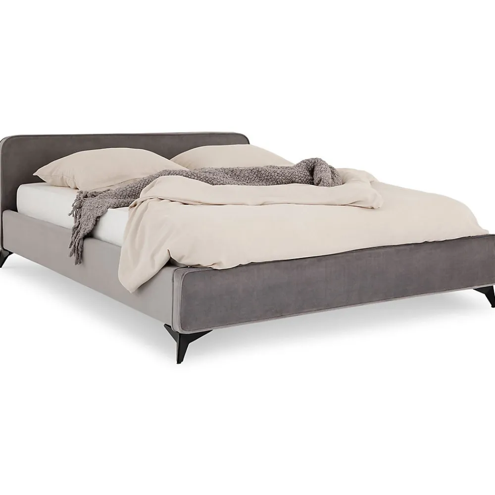 Lit double RAVELLO 140 x 190 cm, revêtement en tissu - Gris>Idimex Sale