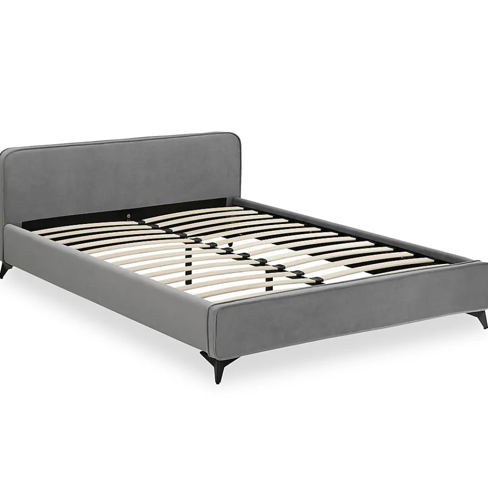 Lit double RAVELLO 140 x 190 cm, revêtement en tissu - Gris>Idimex Sale