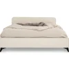 Lit double RAVELLO 140 x 190 cm, revêtement en tissu - Blanc crème>Idimex Outlet