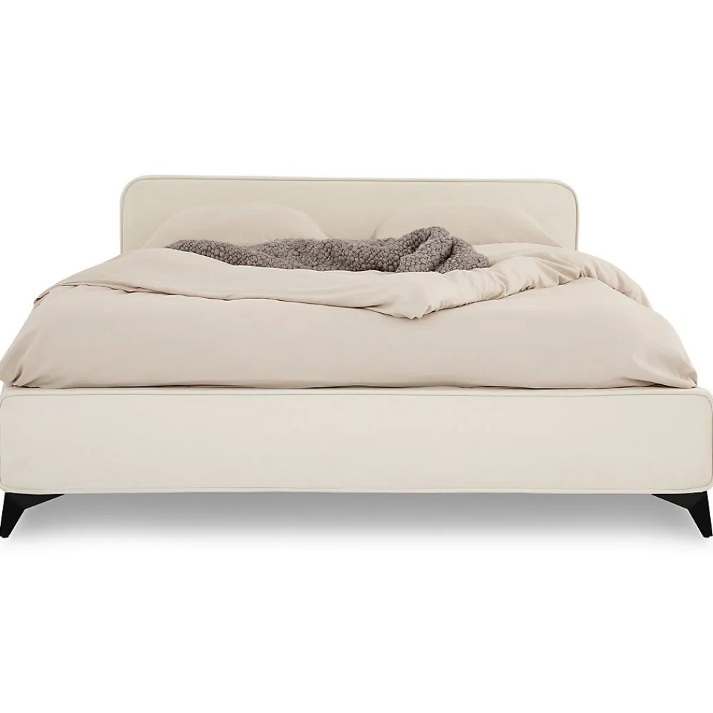 Lit double RAVELLO 140 x 190 cm, revêtement en tissu - Blanc crème>Idimex Outlet
