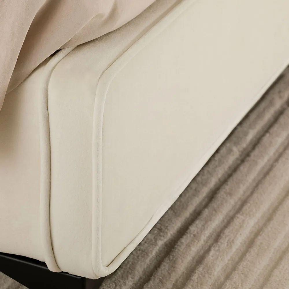 Lit double RAVELLO 140 x 190 cm, revêtement en tissu - Blanc crème>Idimex Outlet